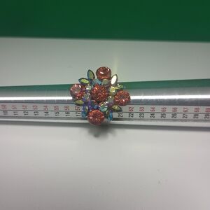 Size 9 Gorgeous Red Rhinestone Ring Signed SNK